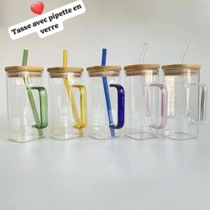 Glass cups with straw