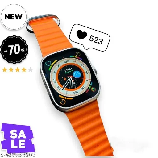 004 T800 Ultra Smart Watch (Orange) – 1.99 Touch Display, Bluetooth Calling, Fitness & Health Tracker, 8 UI Modes, Unisex Digital Smartwatch with Rubber Strap