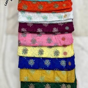 Gajji Silk Embroidered Fabric – Handwork in Elegant Colors