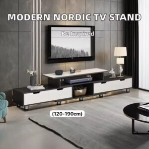 Modern TV Stand with Media Shelf & Drawer Storage – Lowboard Entertainment Unit for Living Room TV Console Table