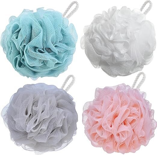 Plush Soft Mesh Bath Sponge (4-Pack)