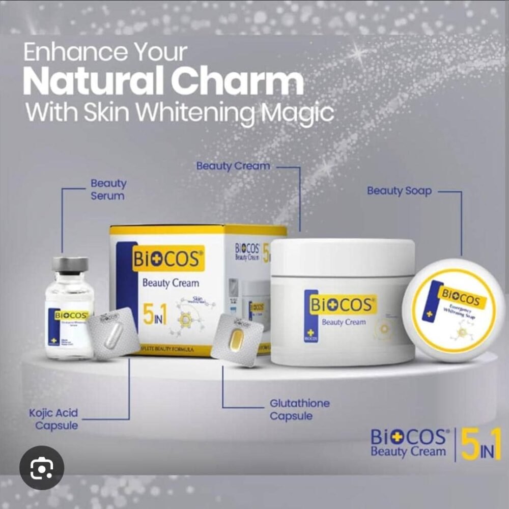 Biocos 5-in-1 Skin Lightening Value Pack – Beauty Cream, Whitening Serum, Night Repair Cream, (3)