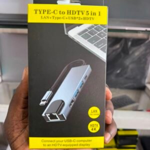 5-in-1 USB-C Hub with 4K HDMI, Gigabit Ethernet & USB Ports for MacBook Pro, Samsung & Huawei