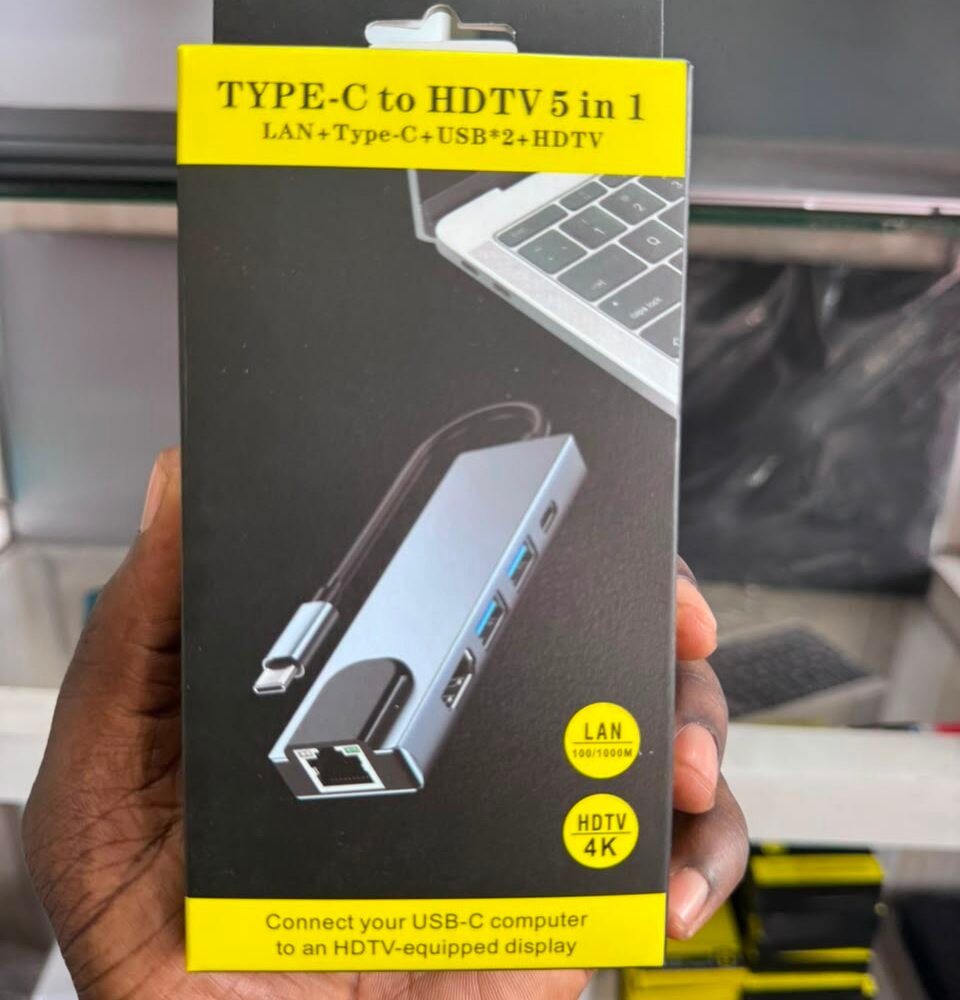 5-in-1 USB-C Hub with 4K HDMI, Gigabit Ethernet & USB Ports for MacBook Pro, Samsung & Huawei
