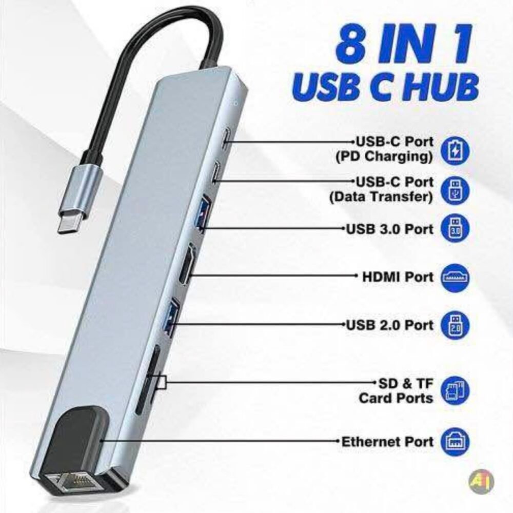 7-in-1 USB-C Hub Adapter with 4K HDMI, USB 3.0 & SD